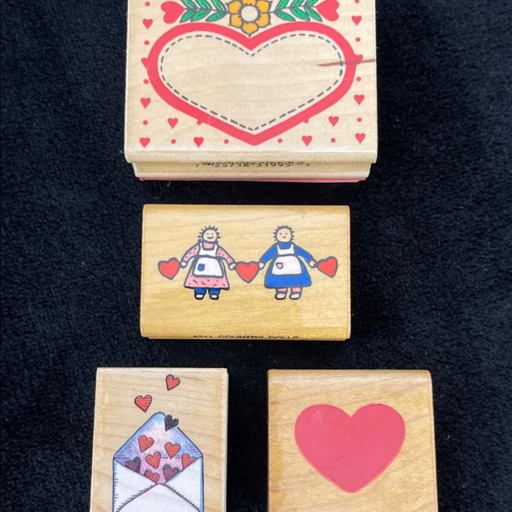 Rubber Stamps x 4 (Hearts & Friends)